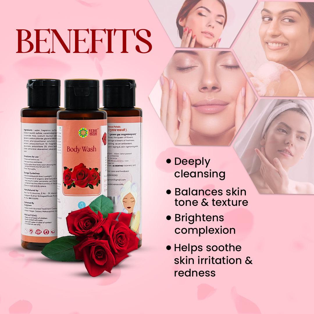 Vedic Vaarsa Rose Body Wash, Anti-ageing Properties, Skin Tightening Effect, Aroma Benefits
