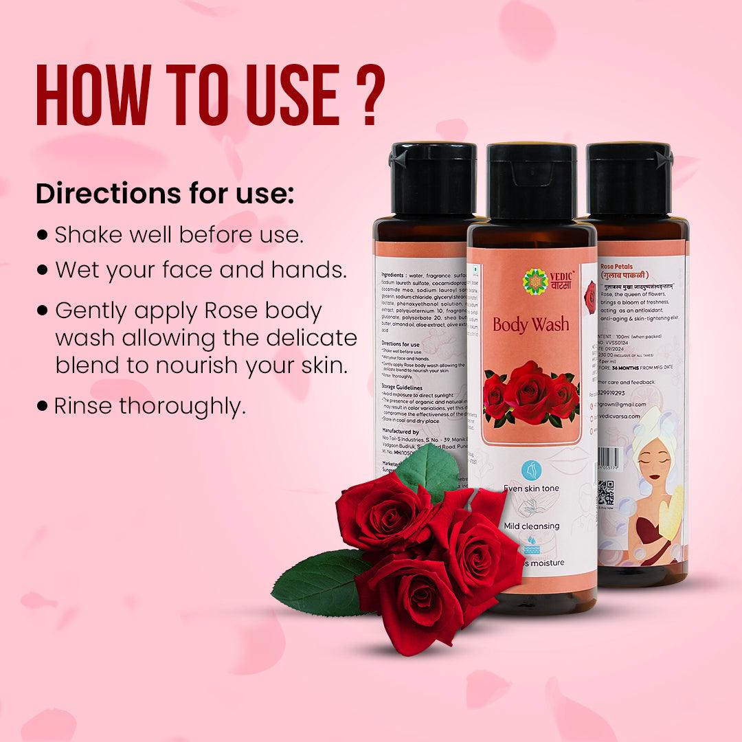 Vedic Vaarsa Rose Body Wash, Anti-ageing Properties, Skin Tightening Effect, Aroma Benefits